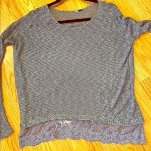 Lace trim thin sweater